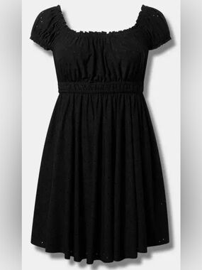Torrid Black Cap Sleeve Eyelet Midi Dress